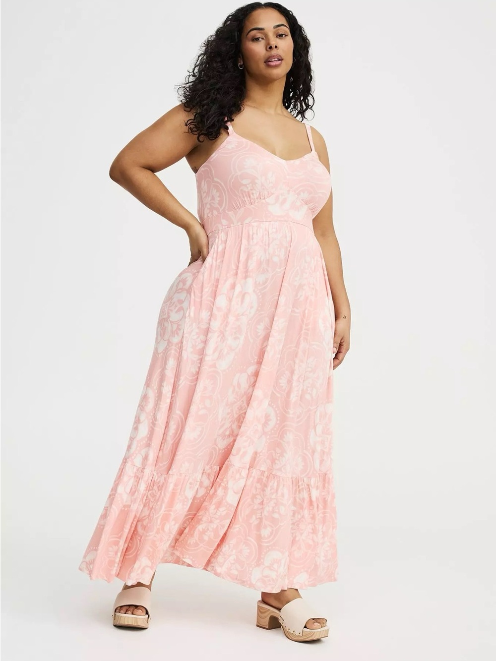 NWT | Torrid | Tiered Maxi Dress | Size: 0 L 12 | Color: Raining Medallions Pink